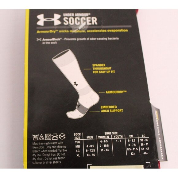 UA Soccer Socks ArmourDry L Men's Maroon Crimson Red 9-12.5 1 Pair Vintage - Picture 5 of 8